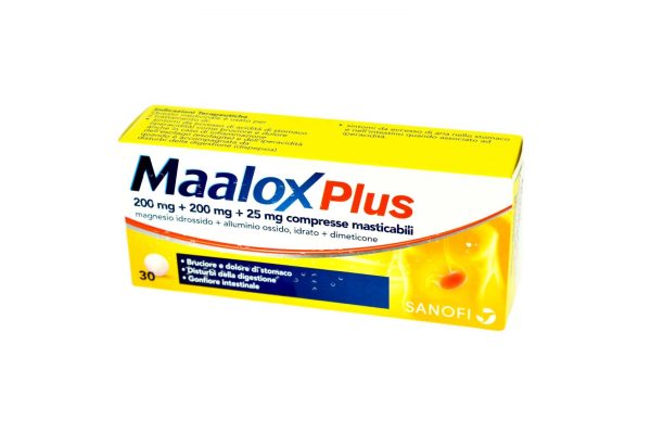 MAALOX PLUS*30 cpr mast 200 mg + 200 mg + 25 mg