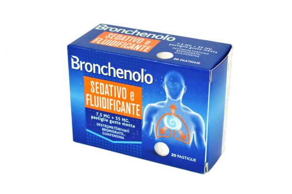 BRONCHENOLO SEDATIVO E FLUIDIFICANTE*20 pastiglie 7,5 mg + 55 mg menta
