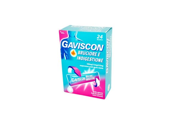 GAVISCON BRUCIORE E INDIGESTIONE*24 bust 500 mg + 213 mg + 325 mg gusto menta