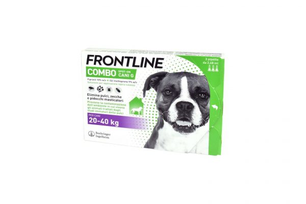 FRONTLINE COMBO SPOT-ON CANI G*soluz 3 pipette 2,68 ml 268 mg + 241,2 mg cani da 20 a 40 Kg