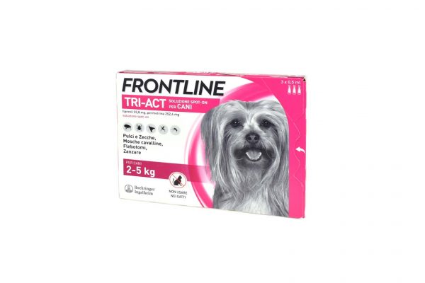 FRONTLINE TRI-ACT*spot-on soluz 3 pipette 0,5 ml 33,38 mg +252,4 mg cani da 2 a 5 Kg