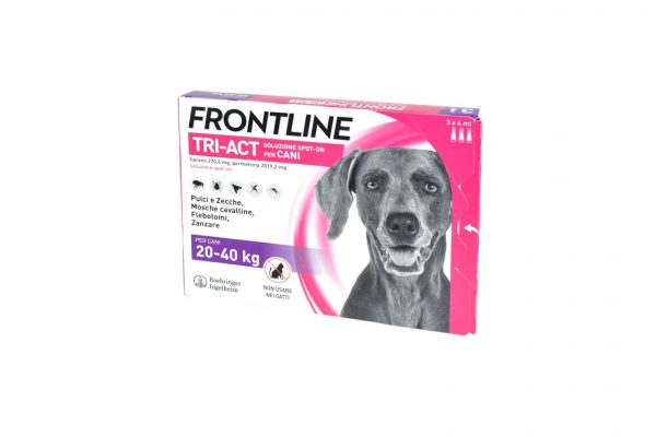 FRONTLINE TRI-ACT*spot-on soluz 3 pipette 4 ml 274,4 mg + 2.019,2 mg cani da 20 a 40 Kg